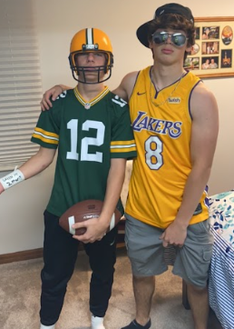 Seniors Alex Klaus and Lucas LaBeau dress up as athletes for Halloween